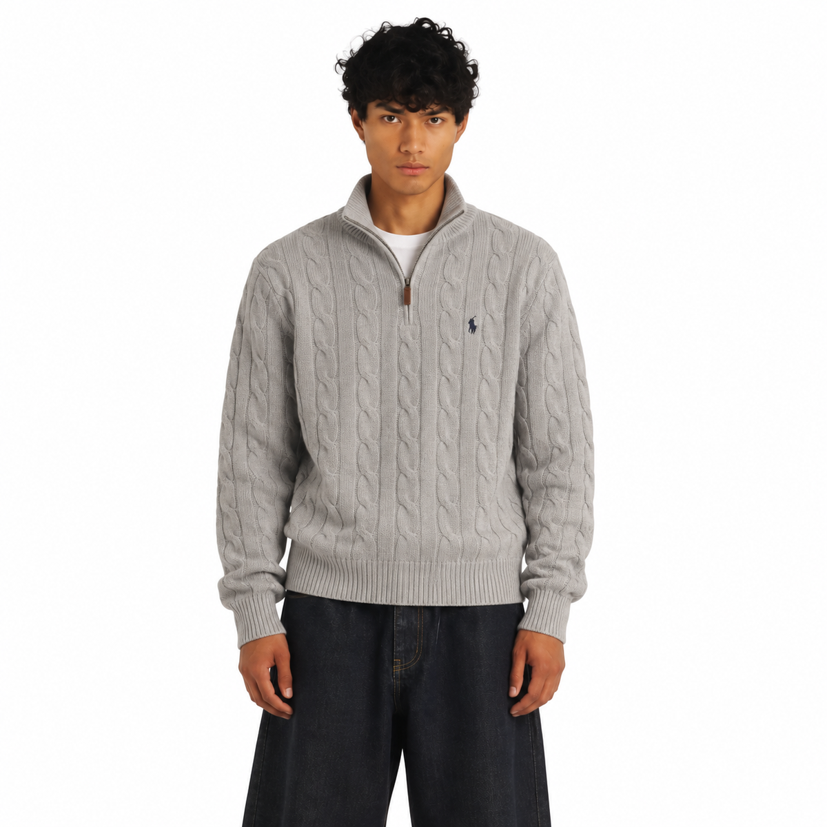 Cable knit Half Zip Jumper