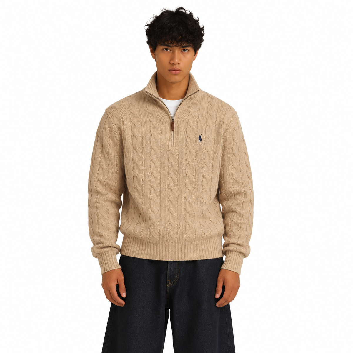 Cable knit Half Zip Jumper