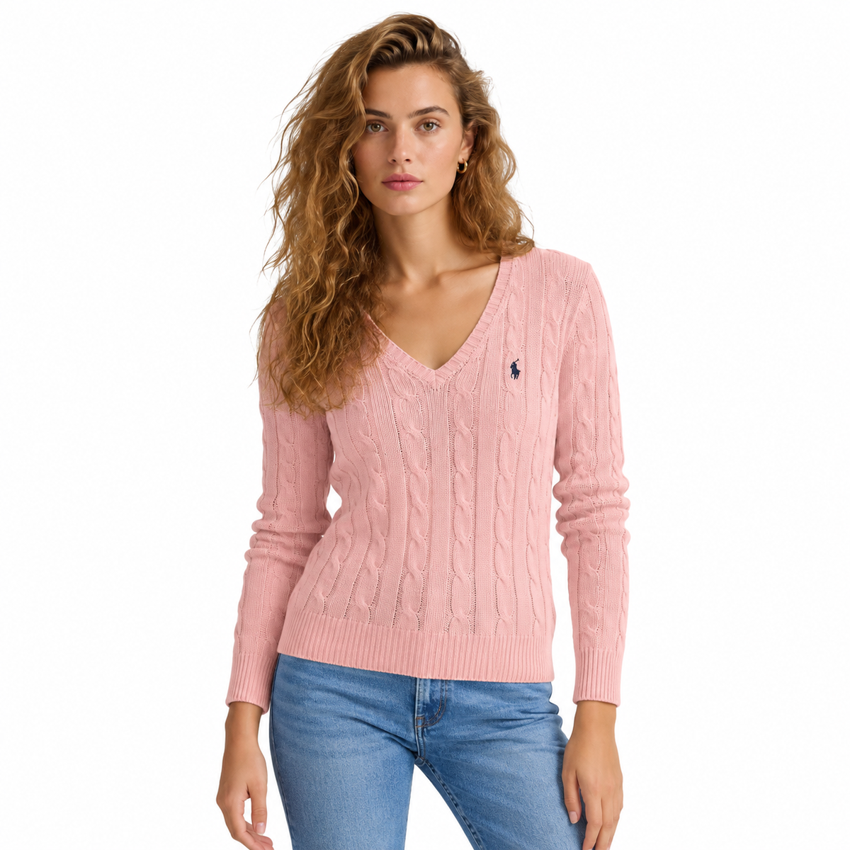 V-neck Cable Knit Jumper